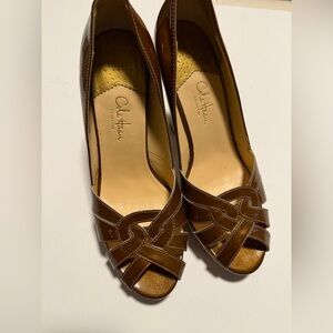 Cole Haan Charlize Nike Air Platform Open-Toe Patent Leather Pumps - Sz 8.5